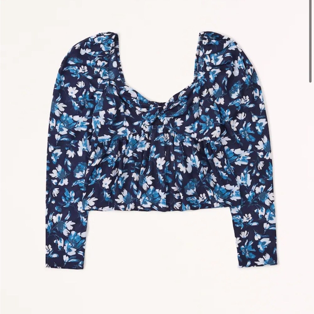 NWT Abercrombie Long Sleeve Sheer Twist Front Top